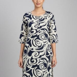 White And Blue Daily Wear Kurti