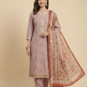 Onion Pink Embroidered Set Kurti