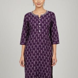 Purple Printed Casual Wear Kurti