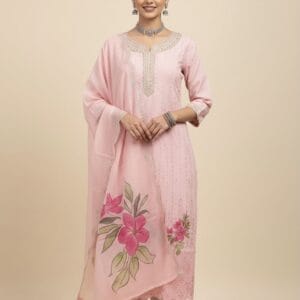 Rosy Pink Embroidered set