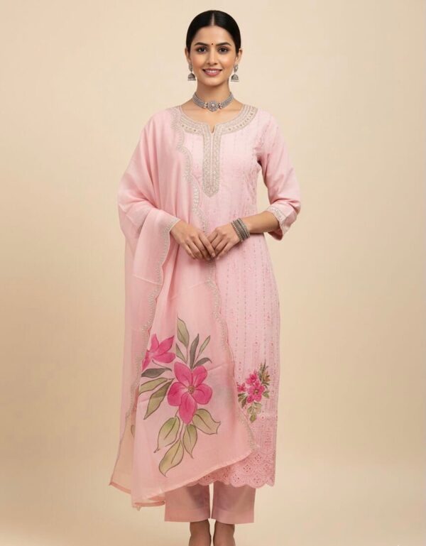 Rosy Pink Embroidered set