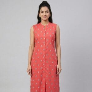 High Neck Sleeveless Casual Wear Kurti