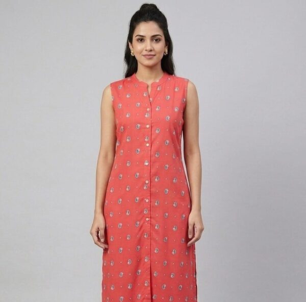 High Neck Sleeveless Casual Wear Kurti