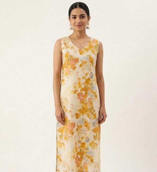 Sleeveless Printed Casual Wear Set Kurti