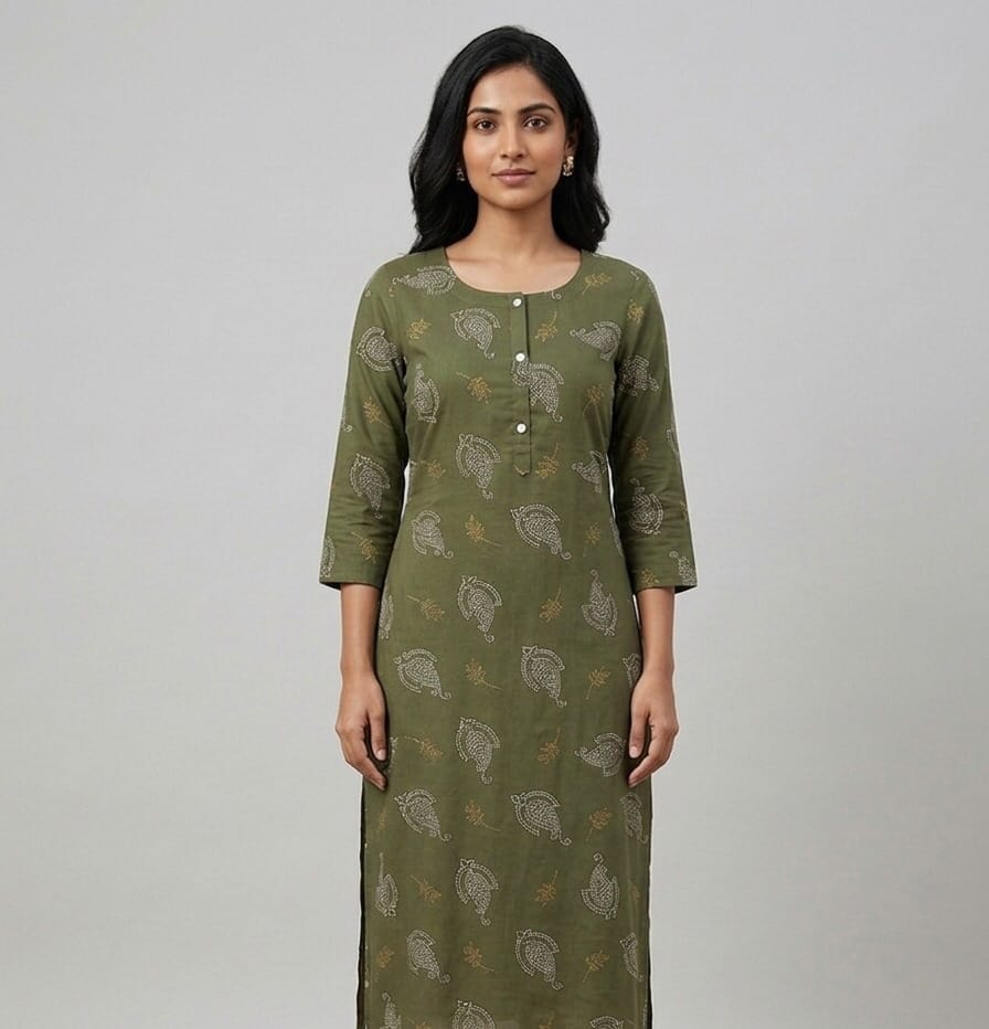 Emerald Elegance Casual Kurti