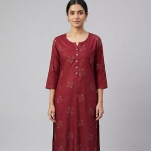 Maroon Elegance Printed Kurti