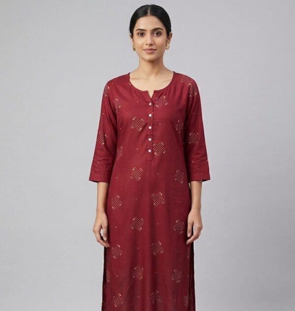 Maroon Elegance Printed Kurti