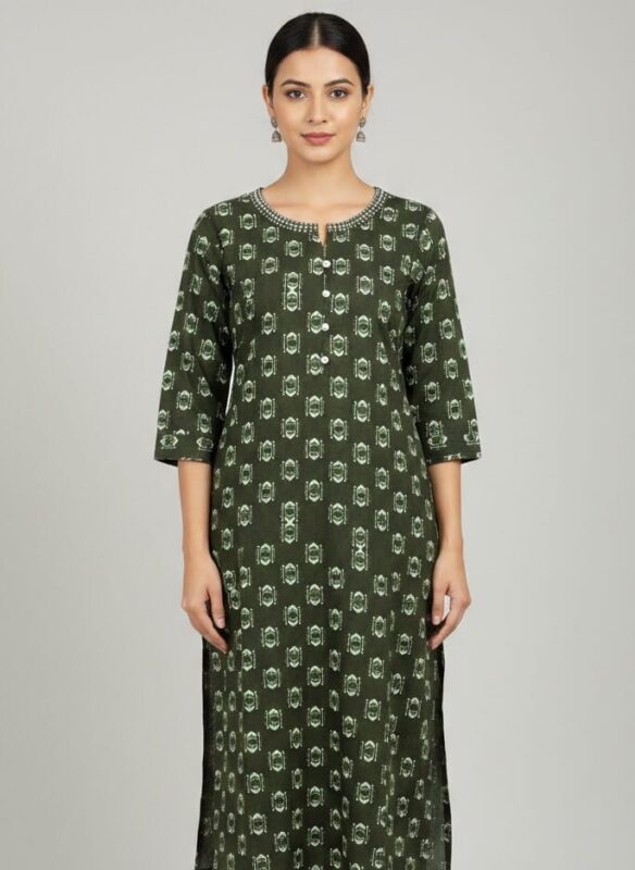 Round Neck Printed Casual Kurti