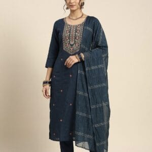 Blue Embroidered Ethnic Shalwar