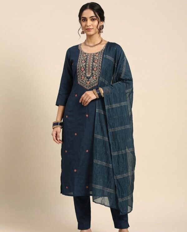Blue Embroidered Ethnic Shalwar