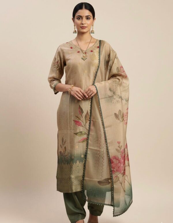 Golden Bloom Ethnic Kurti Set