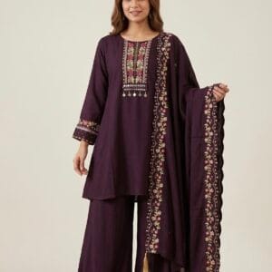 Maroon Charm Embroidered Plazzo Set