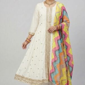 White Elegant Anarkali Kurti Set