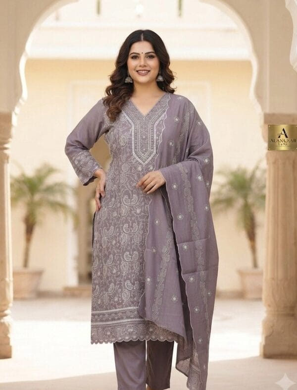 Lavender Elegant Embroidered Set Kurti Sri Lanka