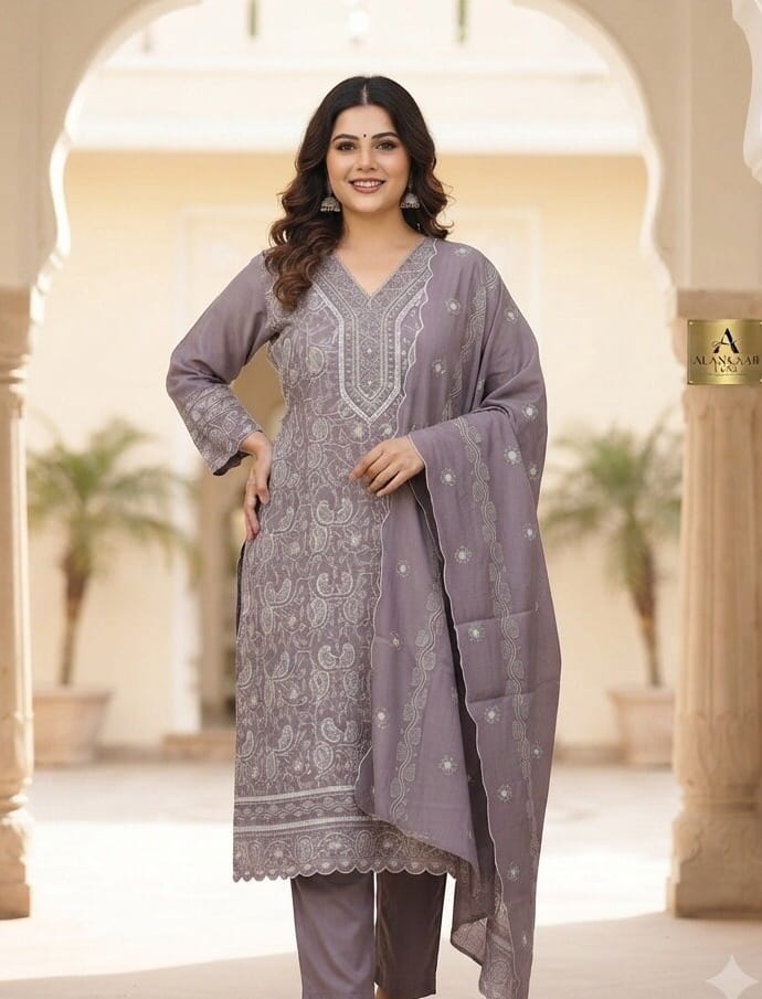Lavender Elegant Embroidered Set Kurti Sri Lanka