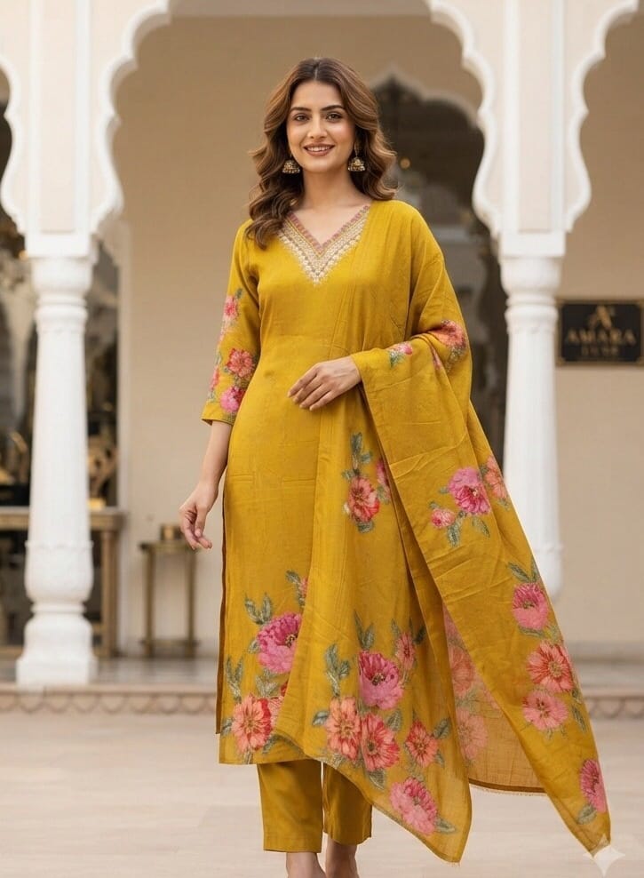Mustard Yellow Shimmer Silk Set Sri Lanka