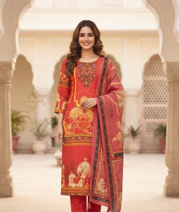 Rajasthani Angrakha Red Set Kurti Sri Lanka