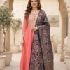 Embroidered Peach Frock with multicolored Shawl Sri Lanka