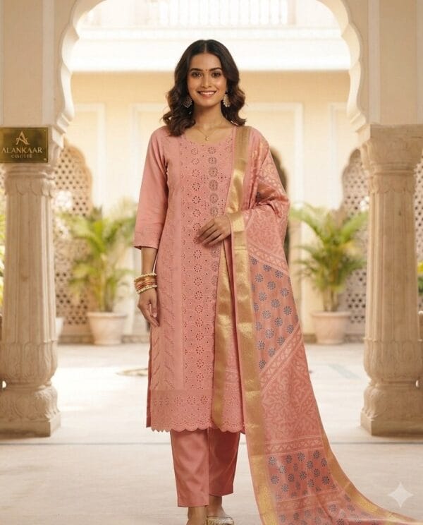 Onion Pink Embroidered Set Kurti Sri Lanka