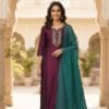 Purple & Green Kurti Set with Embroidered Neckline Sri Lanka