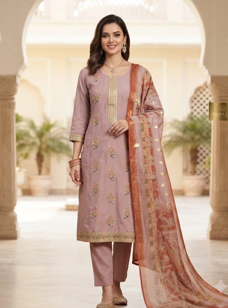 Onion Pink Embroidered Set Kurti Sri Lanka