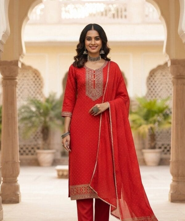 Dusky Orange Embroidered Set Sri Lanka