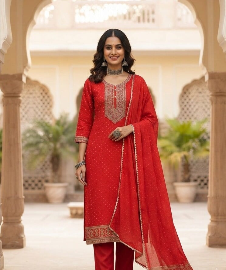 Dusky Orange Embroidered Set Sri Lanka