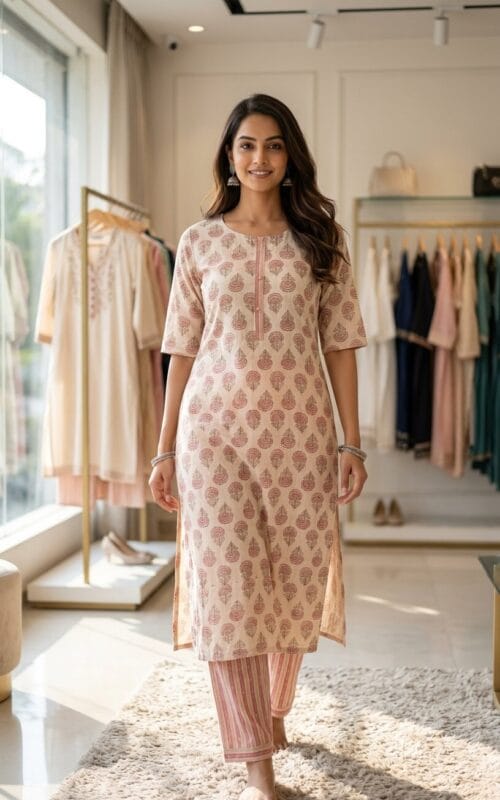 Pink Peach Cotton Co-Ord set Sri Lanka