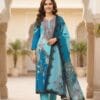 Sky Bloom – Light Blue Floral Cotton Kurti Set. Sri Lanka