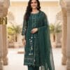 Elegant Teal Thread Work Dark Green Kurti Set Sri Lanka