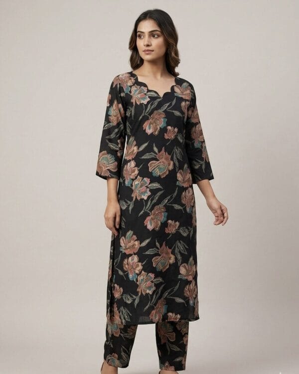 Black Floral Co-Ord Set Kurti Sri Lanka