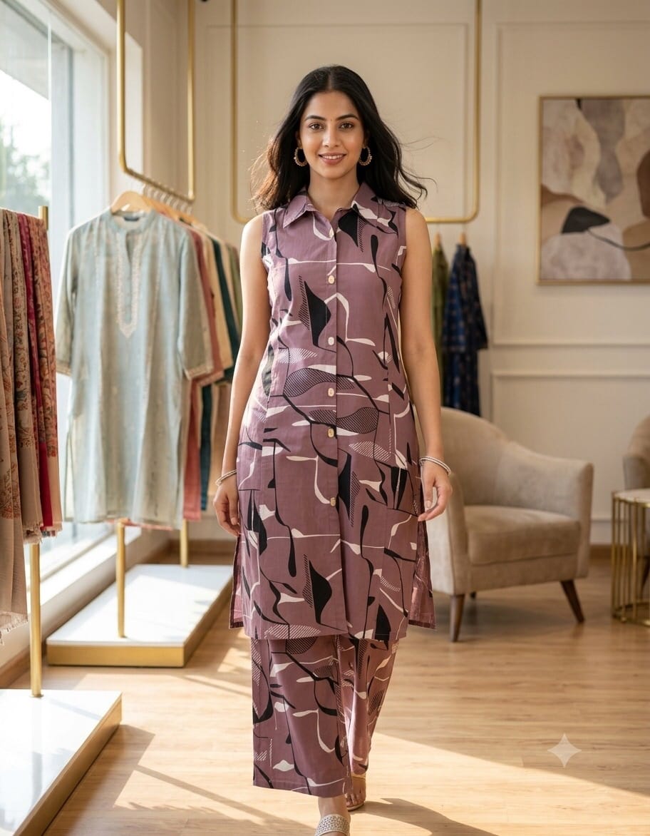 Pasted Violet Sleeveless Co-Ord set Sri Lanka