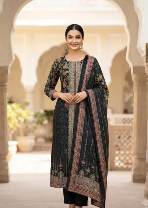 Stunning Crepes Silk Pakistani Black Set Sri Lanka