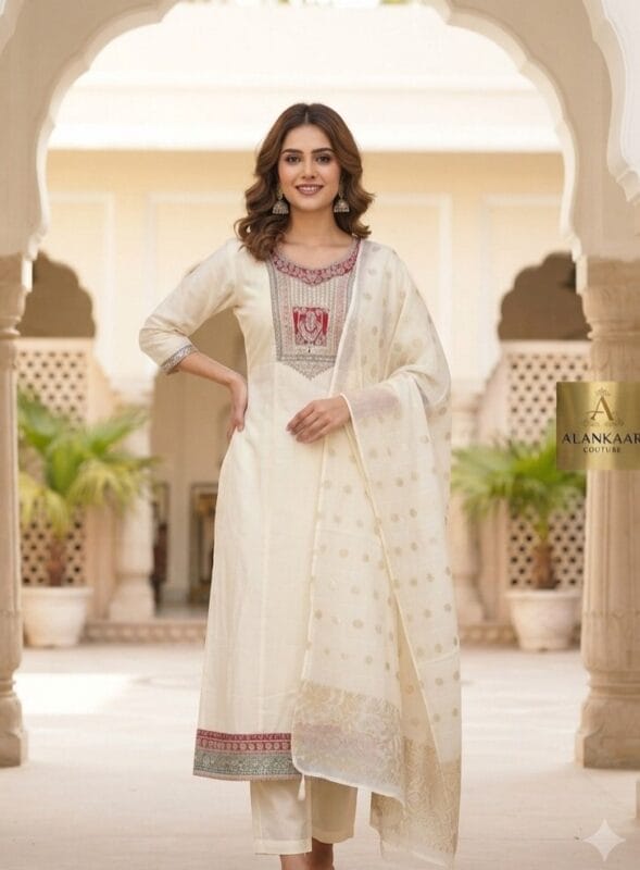 Off White Elegance Embroidered Set Sri Lanka