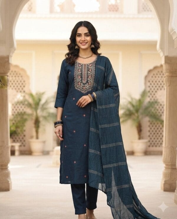 Blue Embroidered Ethnic Shalwar Sri Lanka