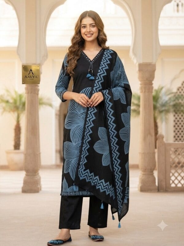 Black Cotton Ensemble Set Kurti Sri Lanka