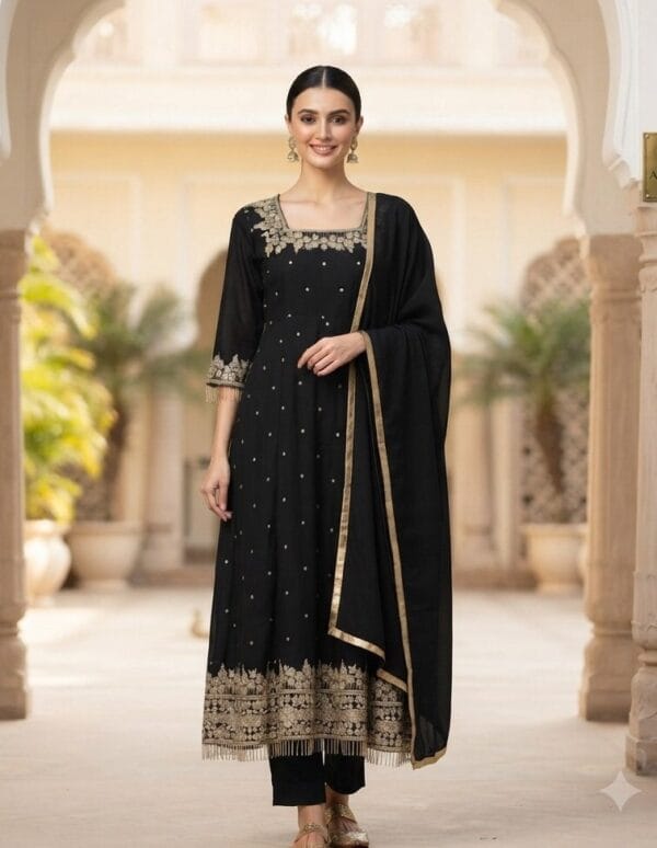 Black Embroidered Rich Set Kurti Sri Lanka