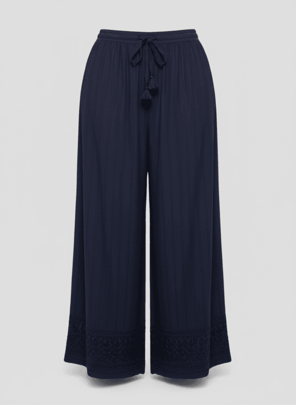 Navy Blue Embroidered Plazzo Pants Sri Lanka