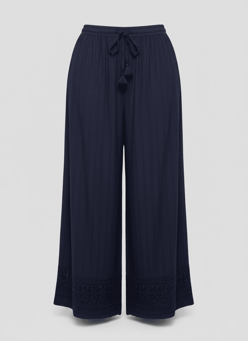 Navy Blue Embroidered Plazzo Pants Sri Lanka