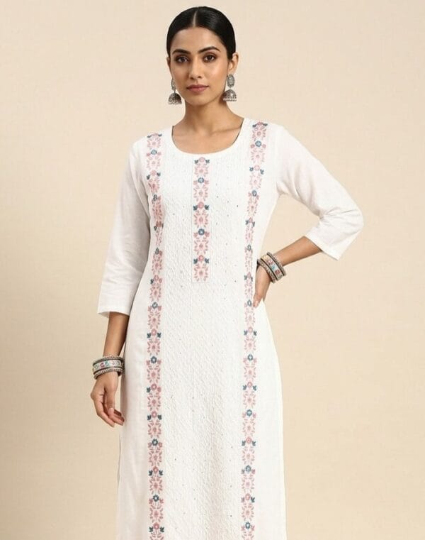 Celestial Pink And Green Embroidered Kurti Sri Lanka