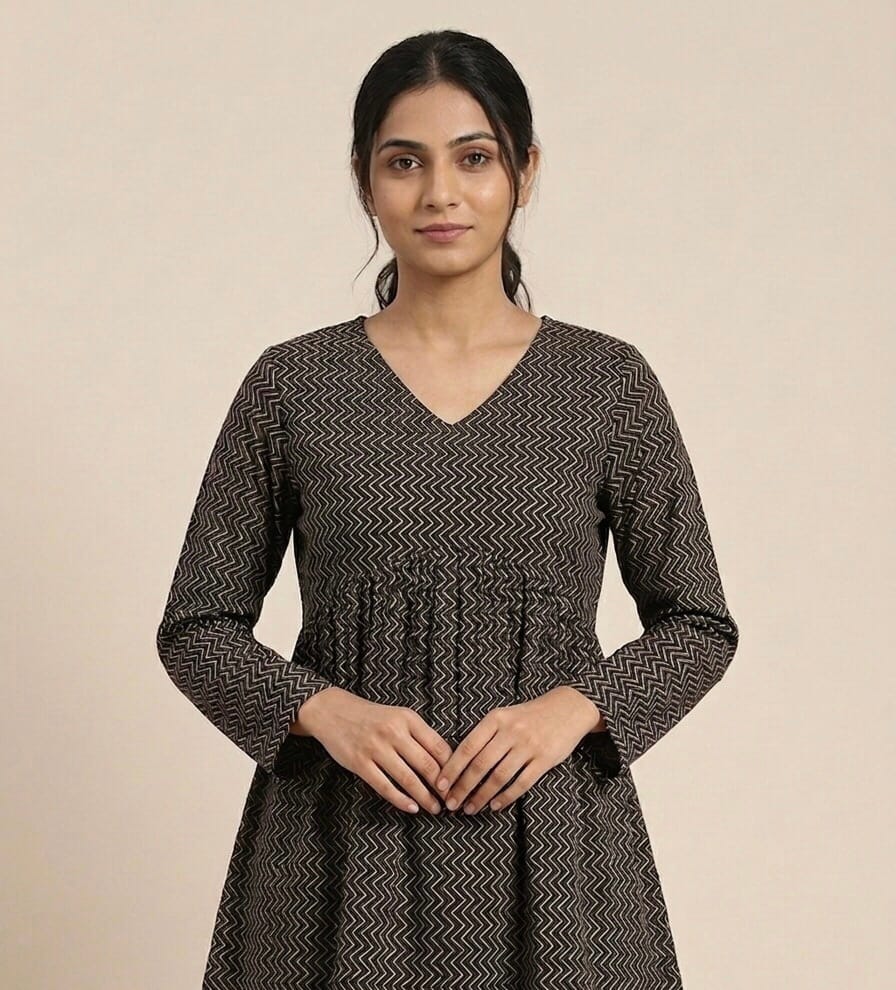 Stylish Lines Full Sleeve Short Kurti Sri Lanka
