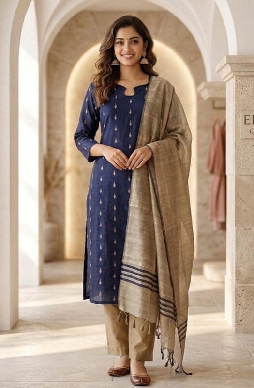 Charm Navy Blue Traditional Set Kurti Sri Lanka
