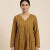 Mustard Yellow Full Sleeve Short Kurti Sri Lanka