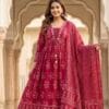 Royal Red Printed Anarkali Set Sri Lanka