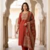 Rust Orange Printed Mul Cotton Set Sri Lanka