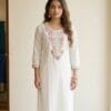 White Neckline Embroidered Casual Kurti Sri Lanka