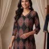 Black Ethnic Motif printed Straight Kurti Sri Lanka