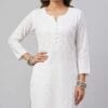 White Elegant Chickenkari Kurti Sri Lanka