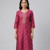 Maroon Neckline Embroidered Casual Wear Kurti Sri Lanka