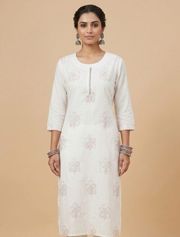 Timeless White Embroidered Kurti Sri Lanka